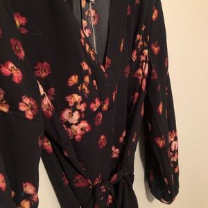 Black floral dress with tie